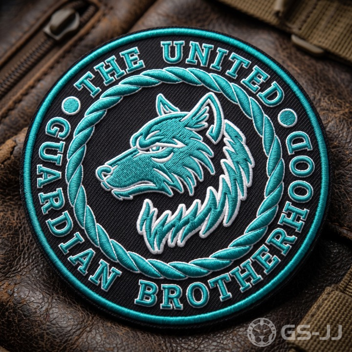 Teal Rope Rim Wolf Head 3D Embroidered Patch Teal Rope Rim Wolf Head 3D Embroidered Patch