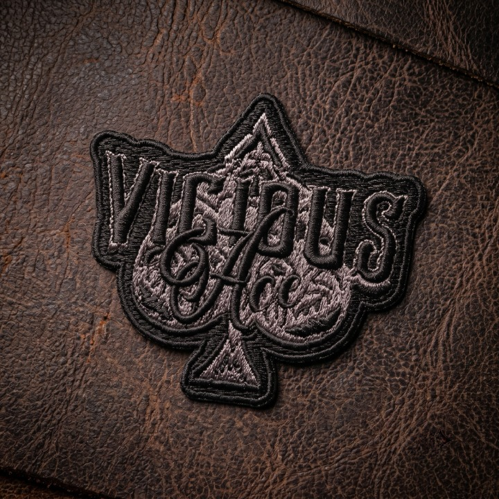 Vicious Ace Spade Gothic Font 3D Embroidered Patch Vicious Ace Spade Gothic Font 3D Embroidered Patch