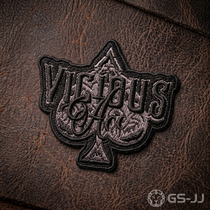 Vicious Ace Spade Gothic Font 3D Embroidered Patch Vicious Ace Spade Gothic Font 3D Embroidered Patch