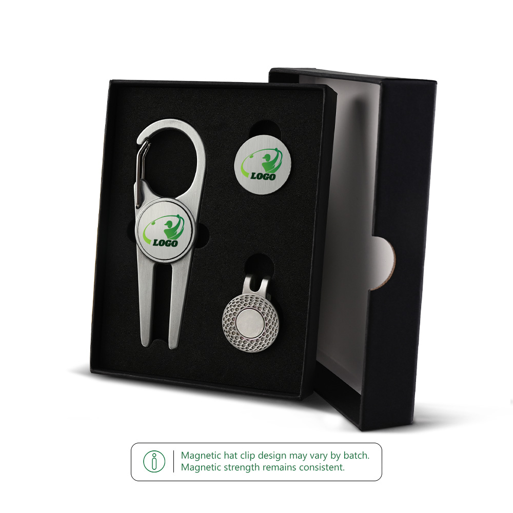 Deluxe Golf Divot Tool Set with Ball Markers Silver Set Deluxe Golf Divot Tool Set with Ball Markers Silver Set