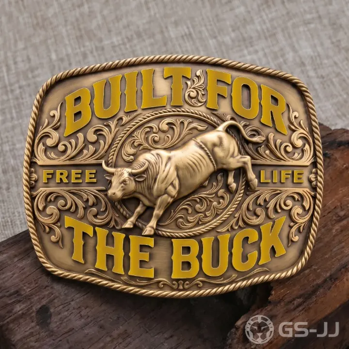 Bull Scroll Rope Border Western Belt Buckle Bull Scroll Rope Border Western Belt Buckle