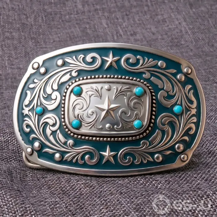 Star Scroll Inlaid Turquoise Western Belt Buckle Star Scroll Inlaid Turquoise Western Belt Buckle