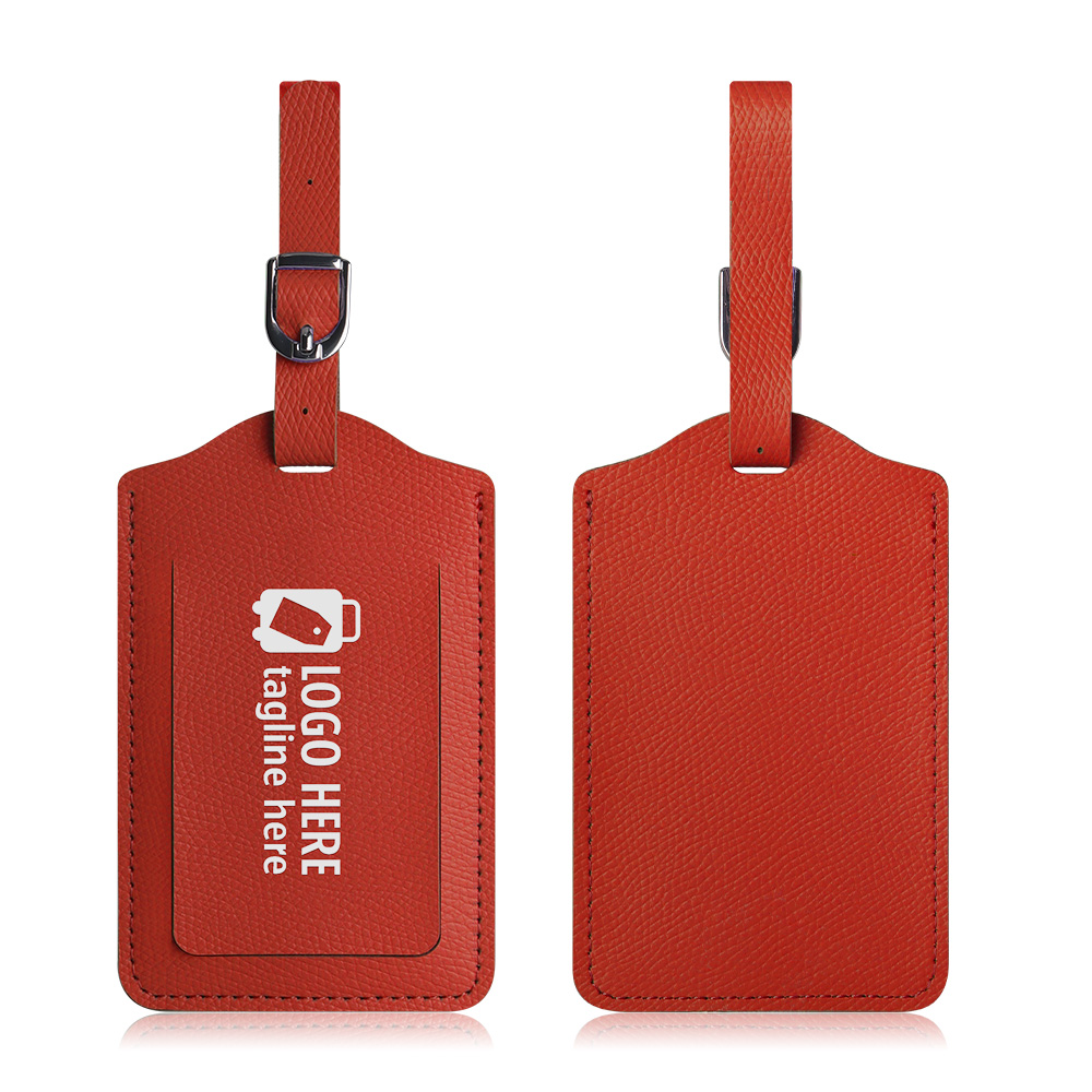 Classic Faux Leather Luggage Tag Red Both Sides with Logo