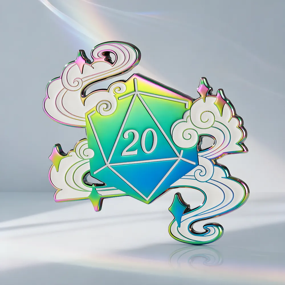 Custom D20 Cloud Star Rainbow Plating Pin Custom D20 Cloud Star Rainbow Plating Pin