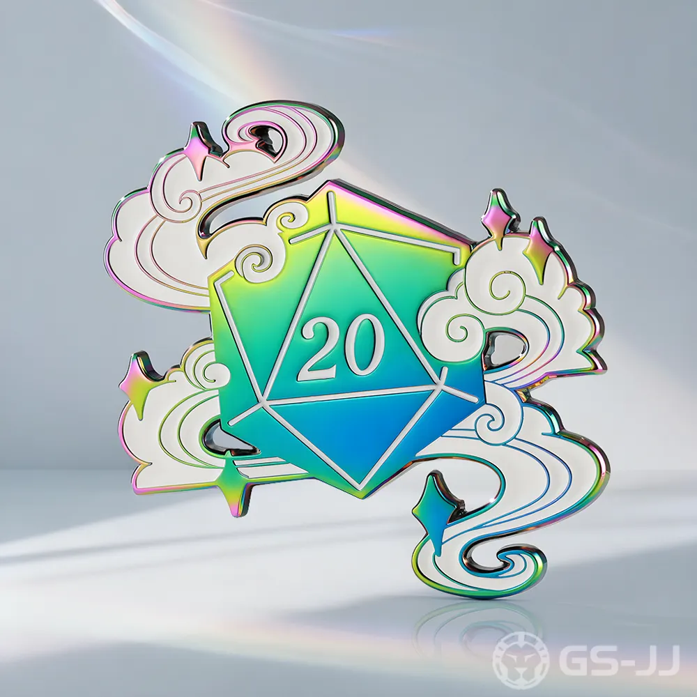Custom D20 Cloud Star Rainbow Plating Pin Custom D20 Cloud Star Rainbow Plating Pin