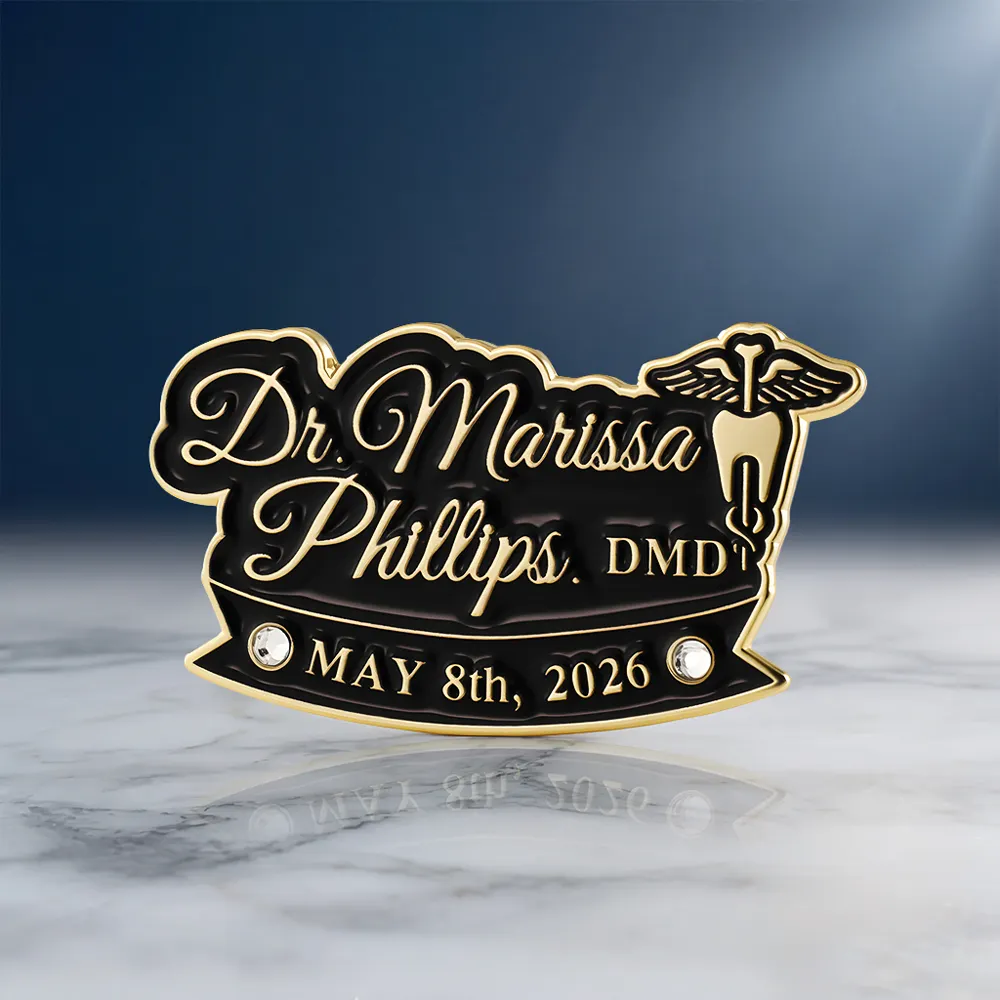 Custom Dr. Marissa Phillips DMD Rhinestone Corporate Lapel Pin Custom Dr. Marissa Phillips DMD Rhinestone Corporate Lapel Pin