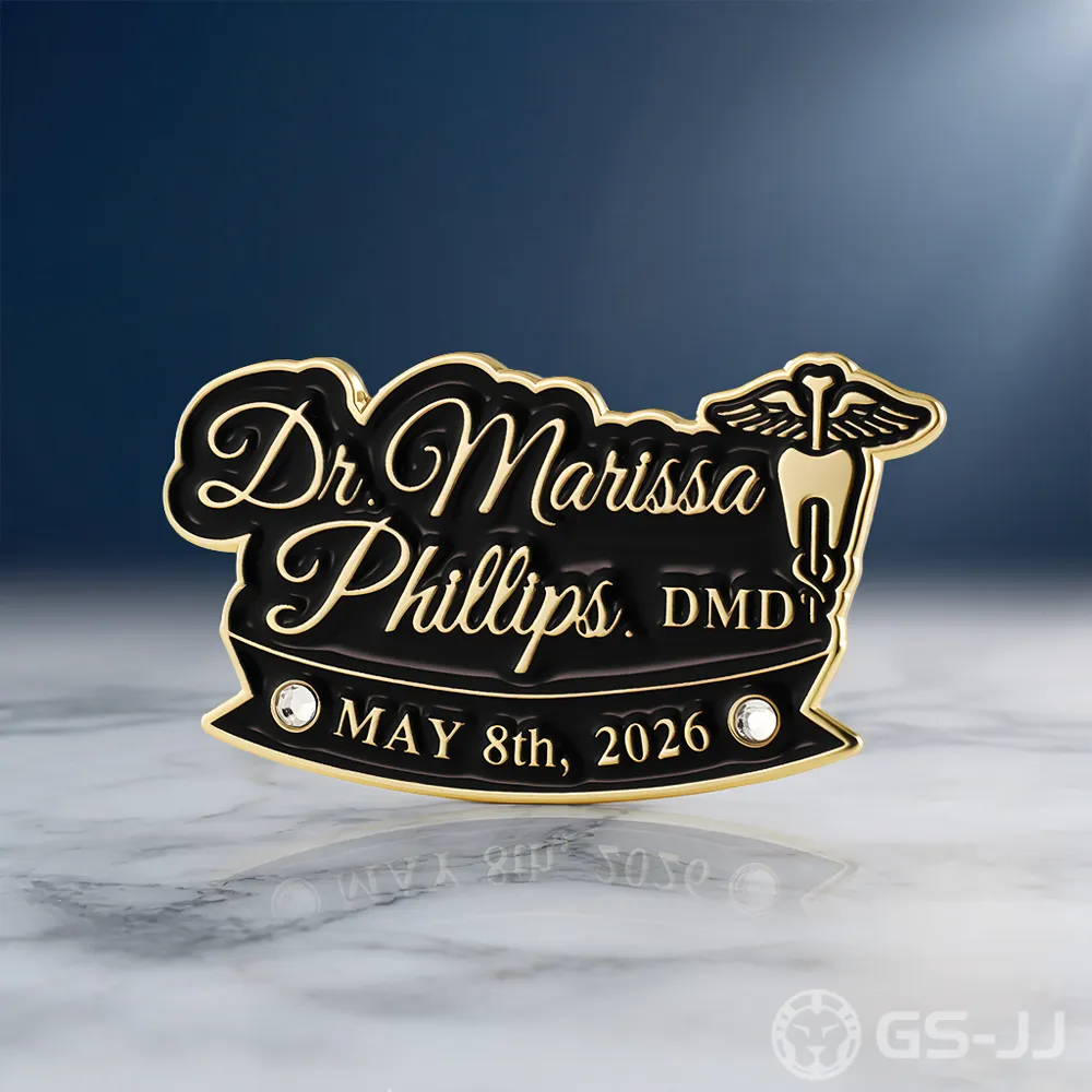 Custom Dr. Marissa Phillips DMD Rhinestone Corporate Lapel Pin Custom Dr. Marissa Phillips DMD Rhinestone Corporate Lapel Pin