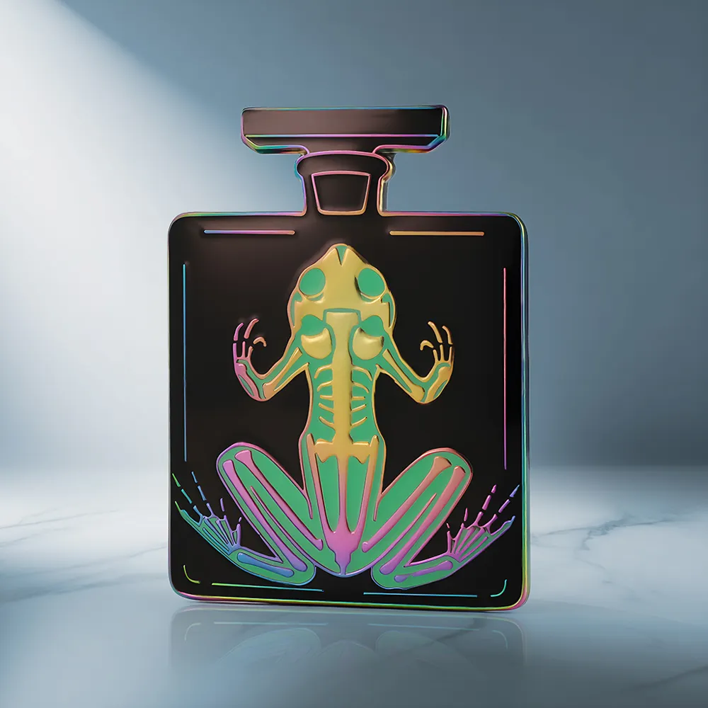 Custom Frog Skeleton Bottle Rainbow Plating Pin Custom Frog Skeleton Bottle Rainbow Plating Pin