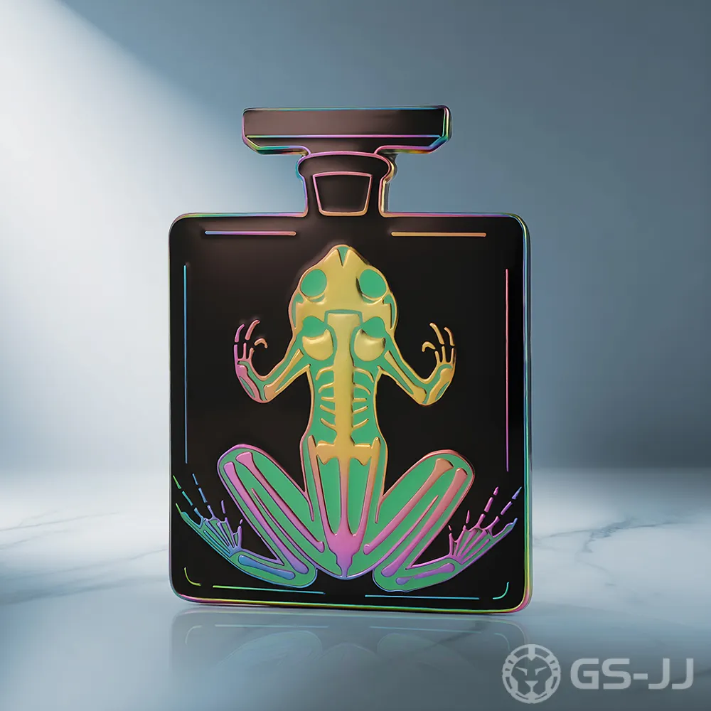Custom Frog Skeleton Bottle Rainbow Plating Pin Custom Frog Skeleton Bottle Rainbow Plating Pin
