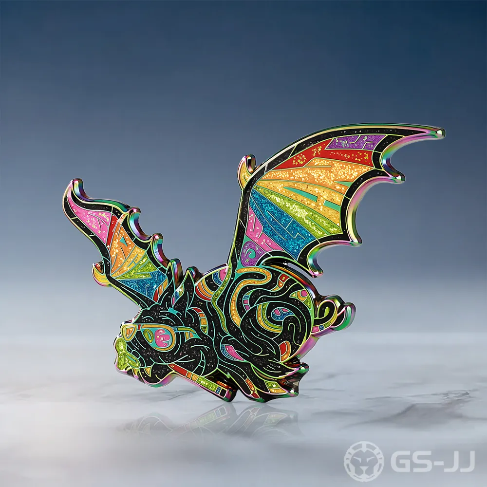 Custom Glitter Rainbow Bat Rainbow Plating Pin Custom Glitter Rainbow Bat Rainbow Plating Pin