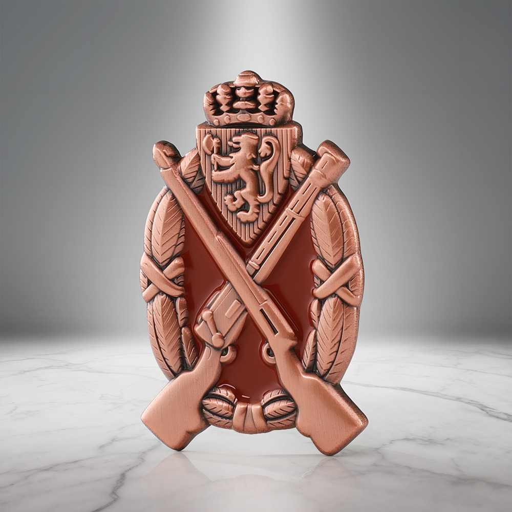 Custom Military Lion Crest Antique Copper Pin