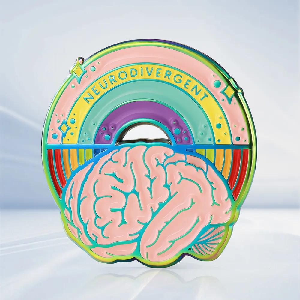 Custom Neurodivergent Brain Rainbow Plating Pin Custom Neurodivergent Brain Rainbow Plating Pin