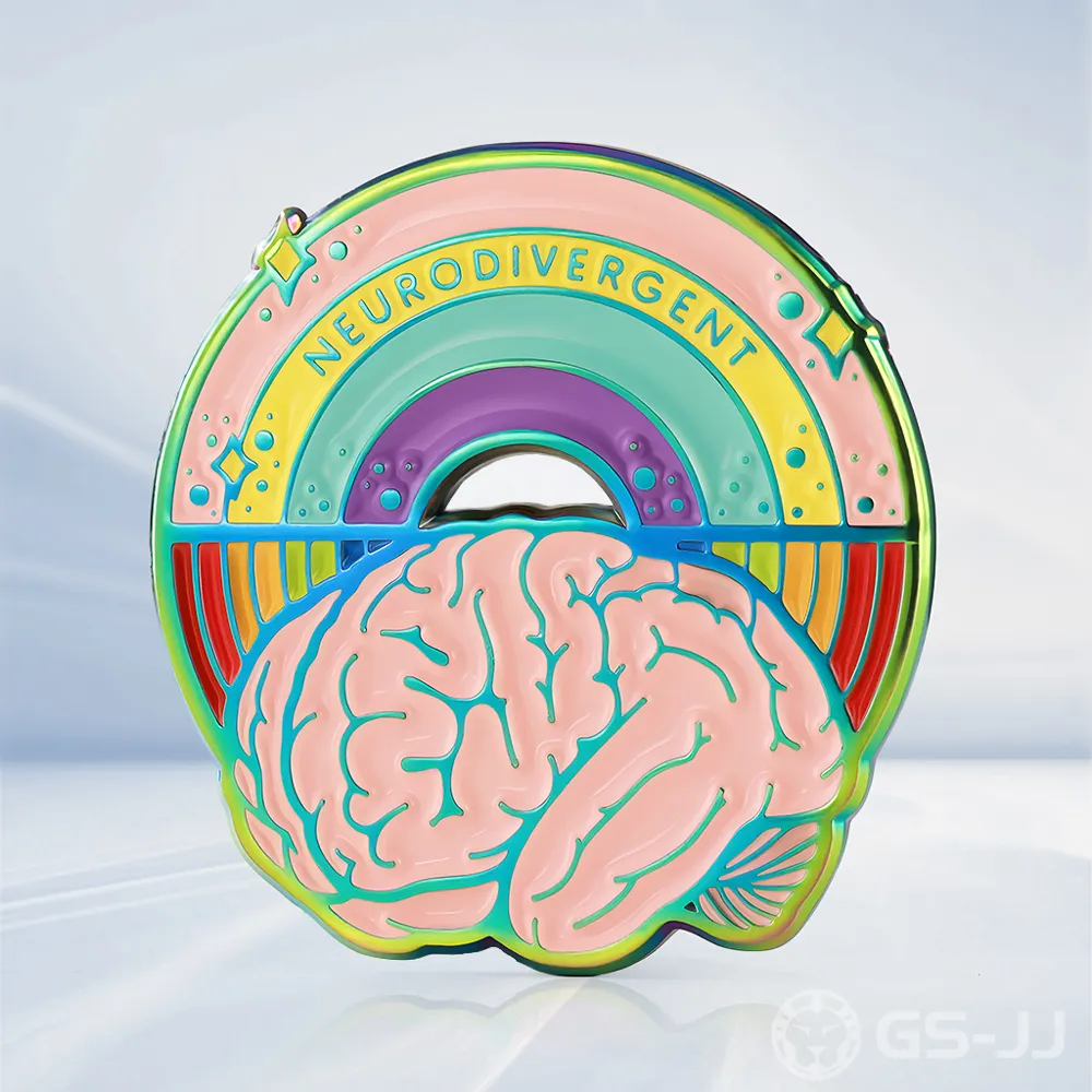 Custom Neurodivergent Brain Rainbow Plating Pin Custom Neurodivergent Brain Rainbow Plating Pin