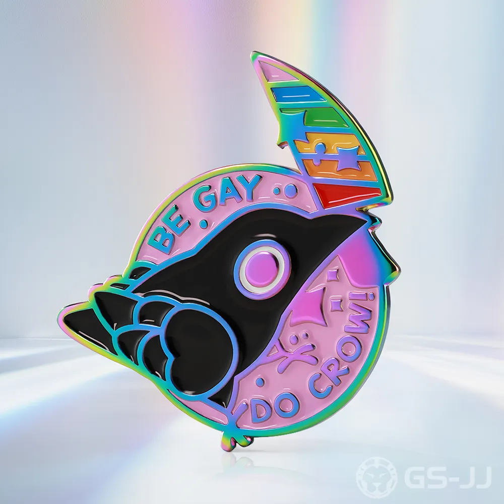 Custom Pride Crow Rainbow Plating Pin Custom Pride Crow Rainbow Plating Pin
