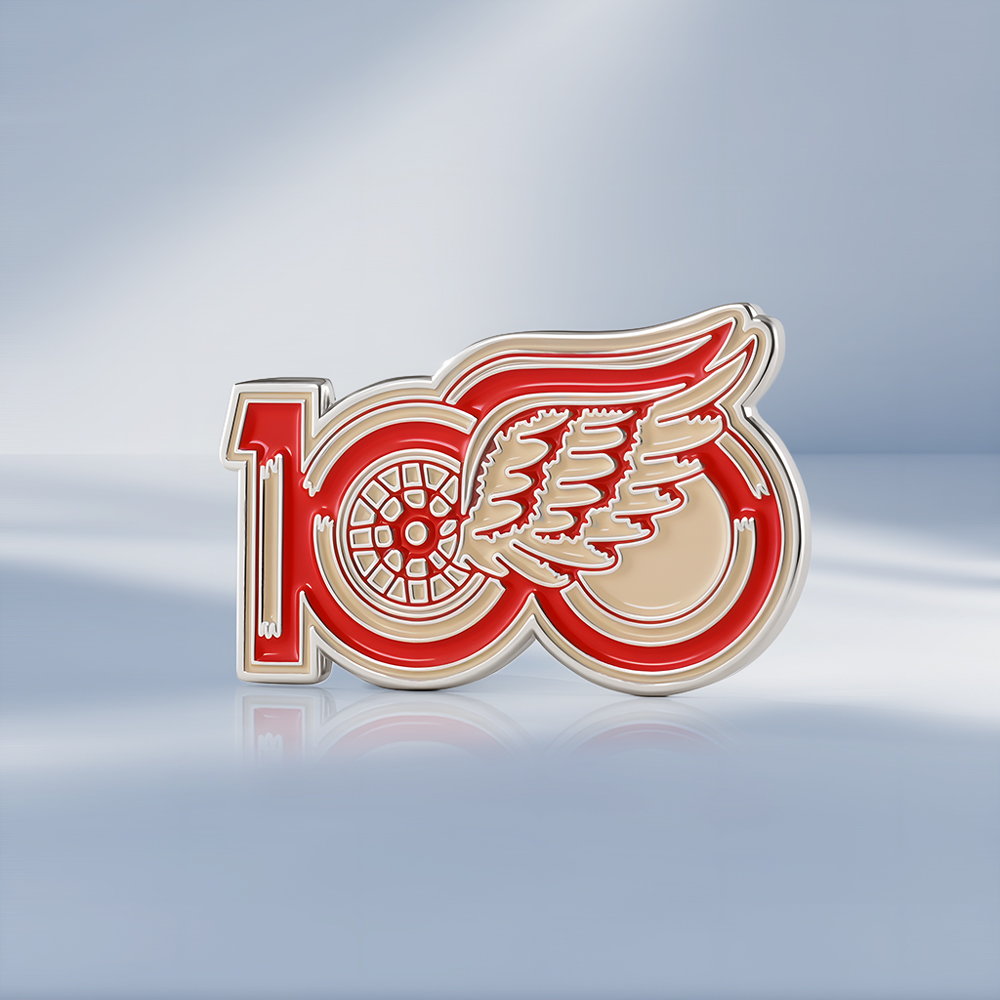 Custom Red Wings 100th Anniversary Corporate Lapel Pin