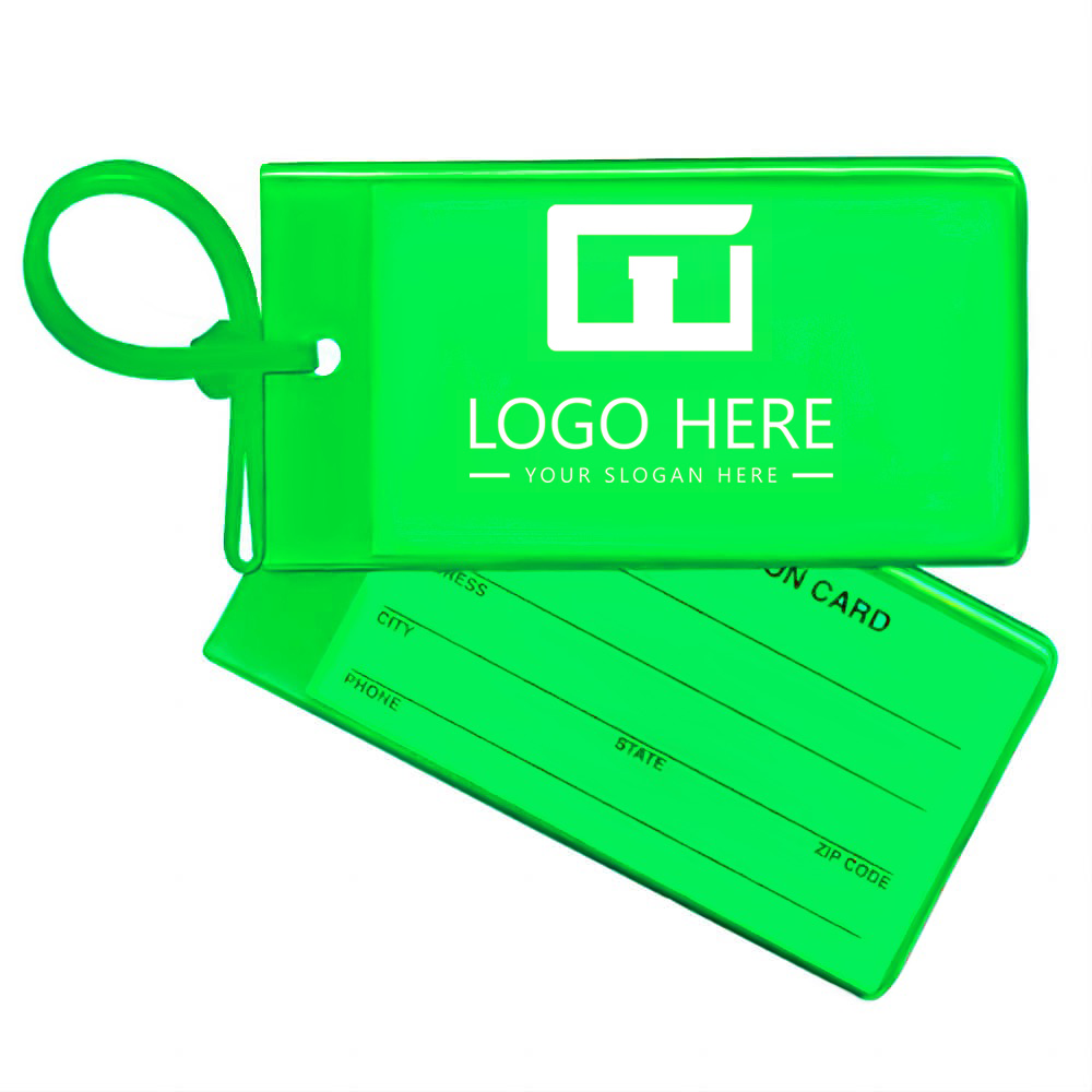 PVC Luggage Tags With Strap Green with Logo