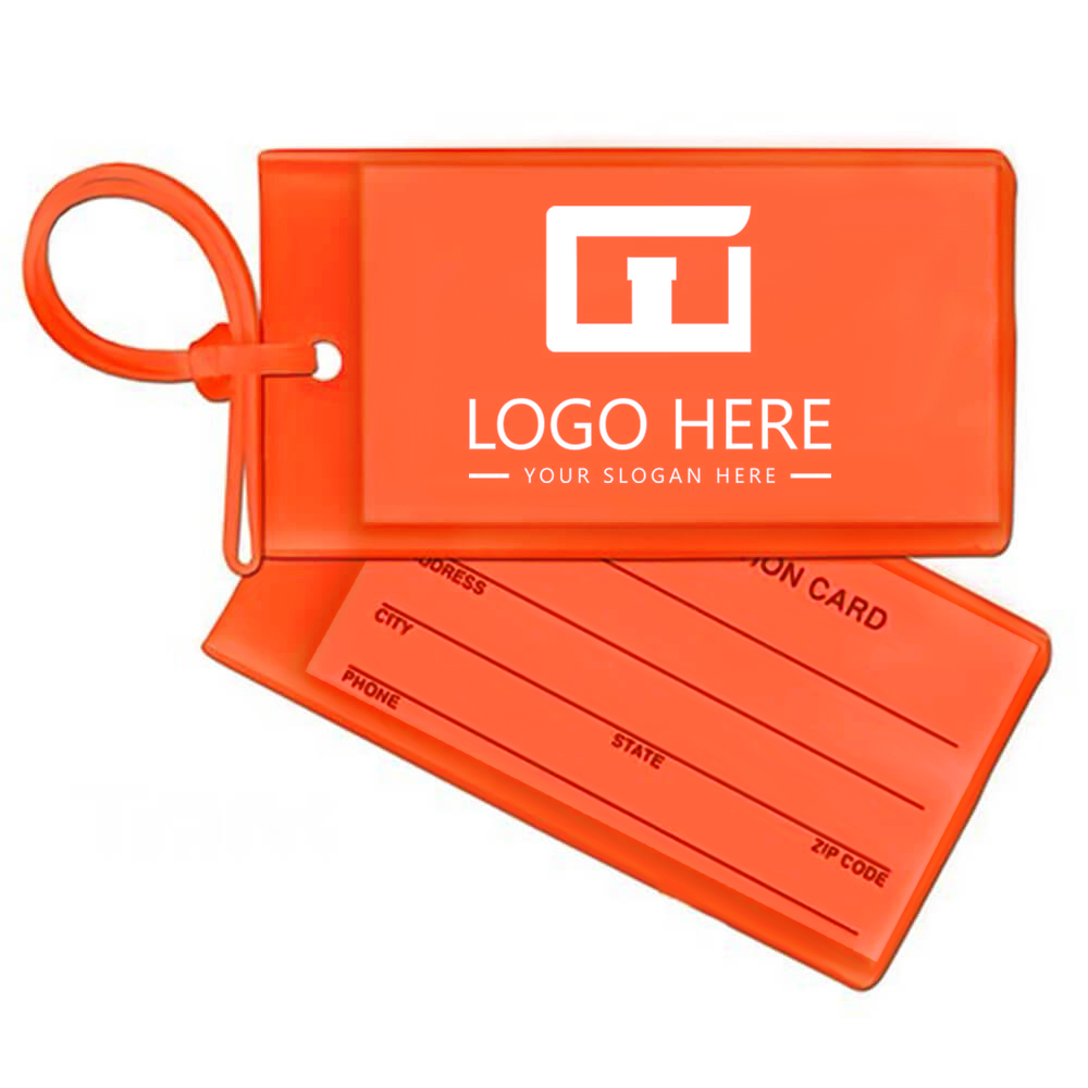 PVC Luggage Tags With Strap Red with Logo
