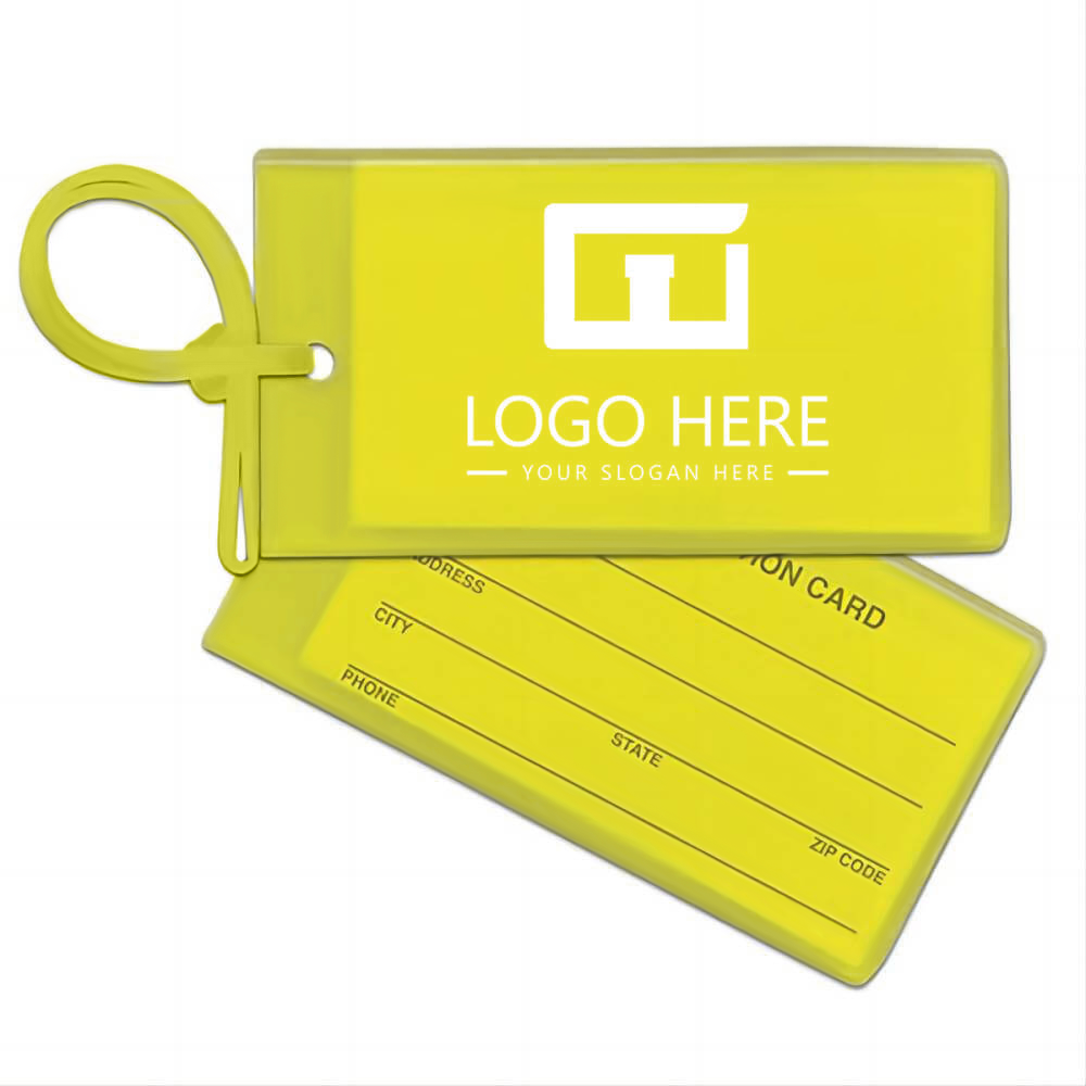 PVC Luggage Tags With Strap Yellow with Logo