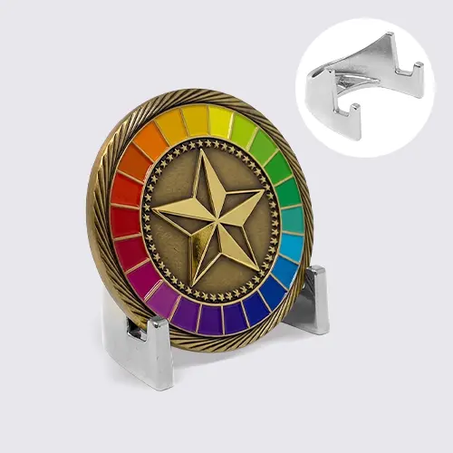 Metal Coin Stand - Shiny Silver Metal Coin Stand - Shiny Silver