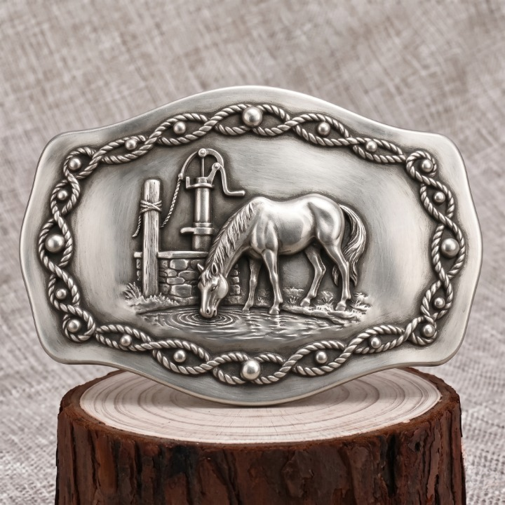Horse Scene Cowboy Belt Buckles