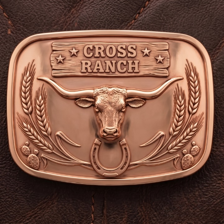 Vintage Brass Longhorn Cowboy Belt Buckles