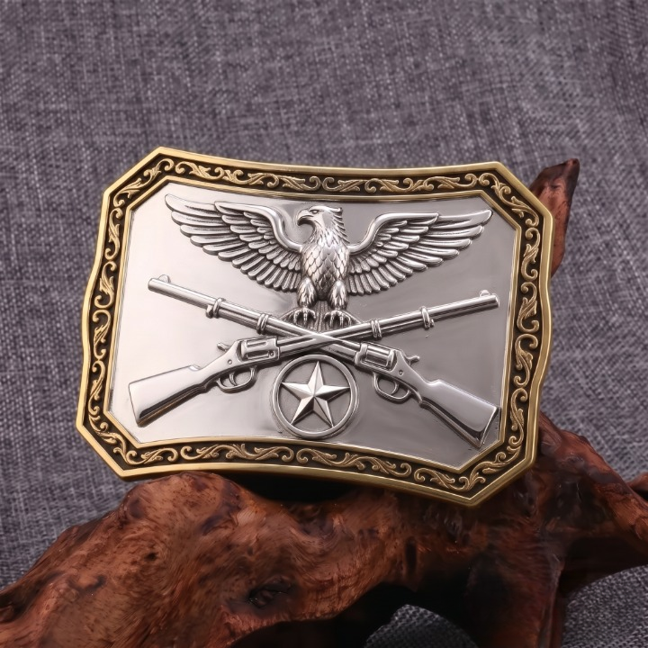 American Eagle Double Rifle Western Belt Buckles For Men