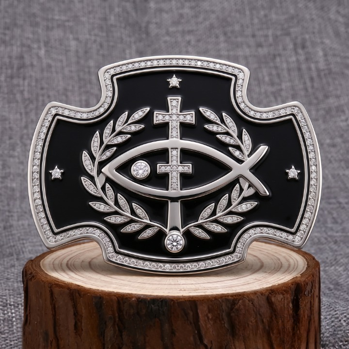 Christian Ichthys Rhinestone Belt Buckles For Men