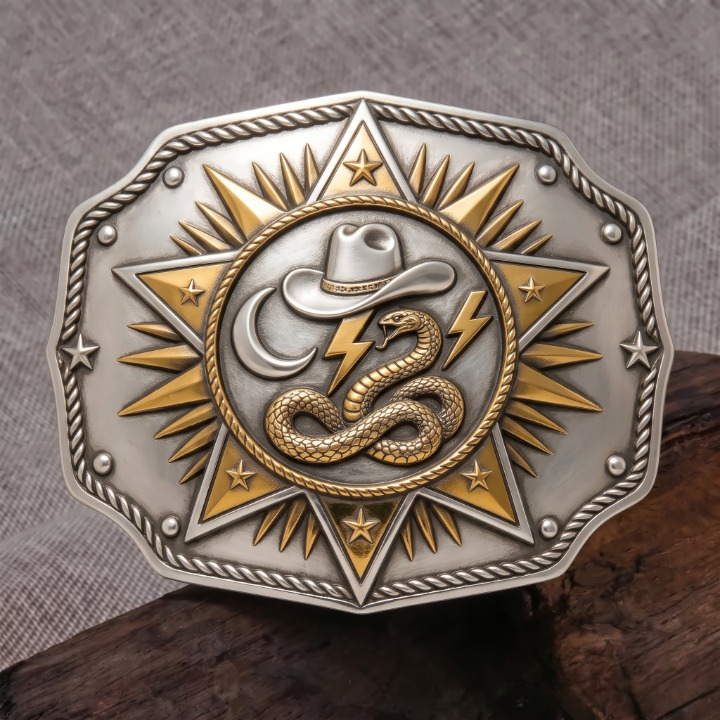 Cowboy Hat Snake Totem Belt Buckles For Men