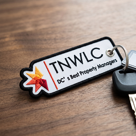 custom logo embroidered keychain