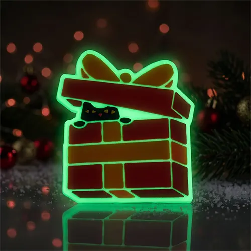 Glow-in-the-Dark Hiding Cat Christmas Present PVC Shoe Charm Glow-in-the-Dark Hiding Cat Christmas Present PVC Shoe Charm