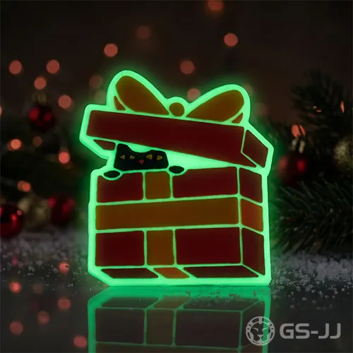 Glow-in-the-Dark Hiding Cat Christmas Present PVC Shoe Charm Glow-in-the-Dark Hiding Cat Christmas Present PVC Shoe Charm