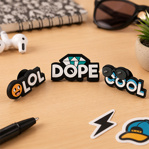 Bold Pop Slang Text Expression PVC Shoe Charms Trio