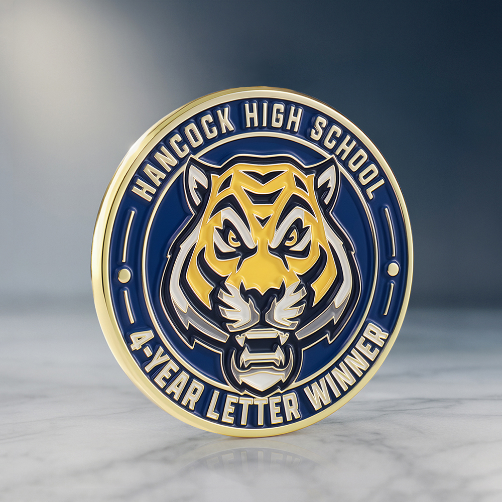 Hancock HS Tiger Varsity Letter Sports Coin
