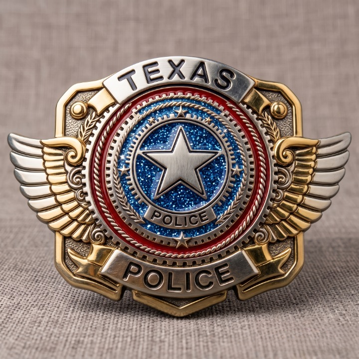 Texas Winged Star Police Belt Buckle