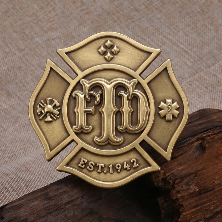 Vintage FD Maltese Cross Firefighter Belt Buckle