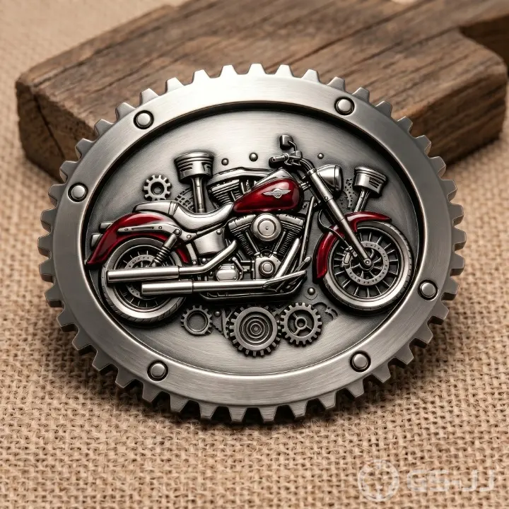 Gear Frame Red Chopper Mechanical Motorcycle Belt Buckle Gear Frame Red Chopper Mechanical Motorcycle Belt Buckle