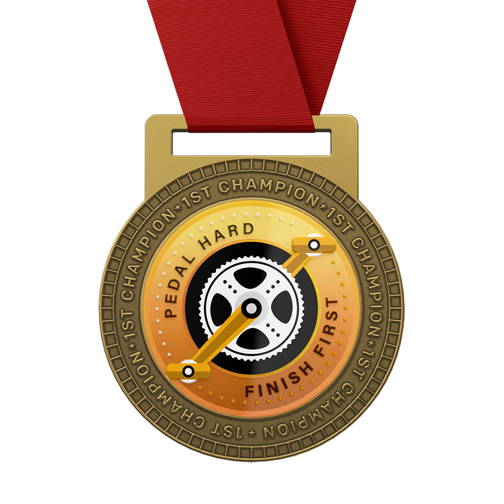 Custom Cycling Champion Medal with Ribbon Custom Cycling Champion Medal with Ribbon