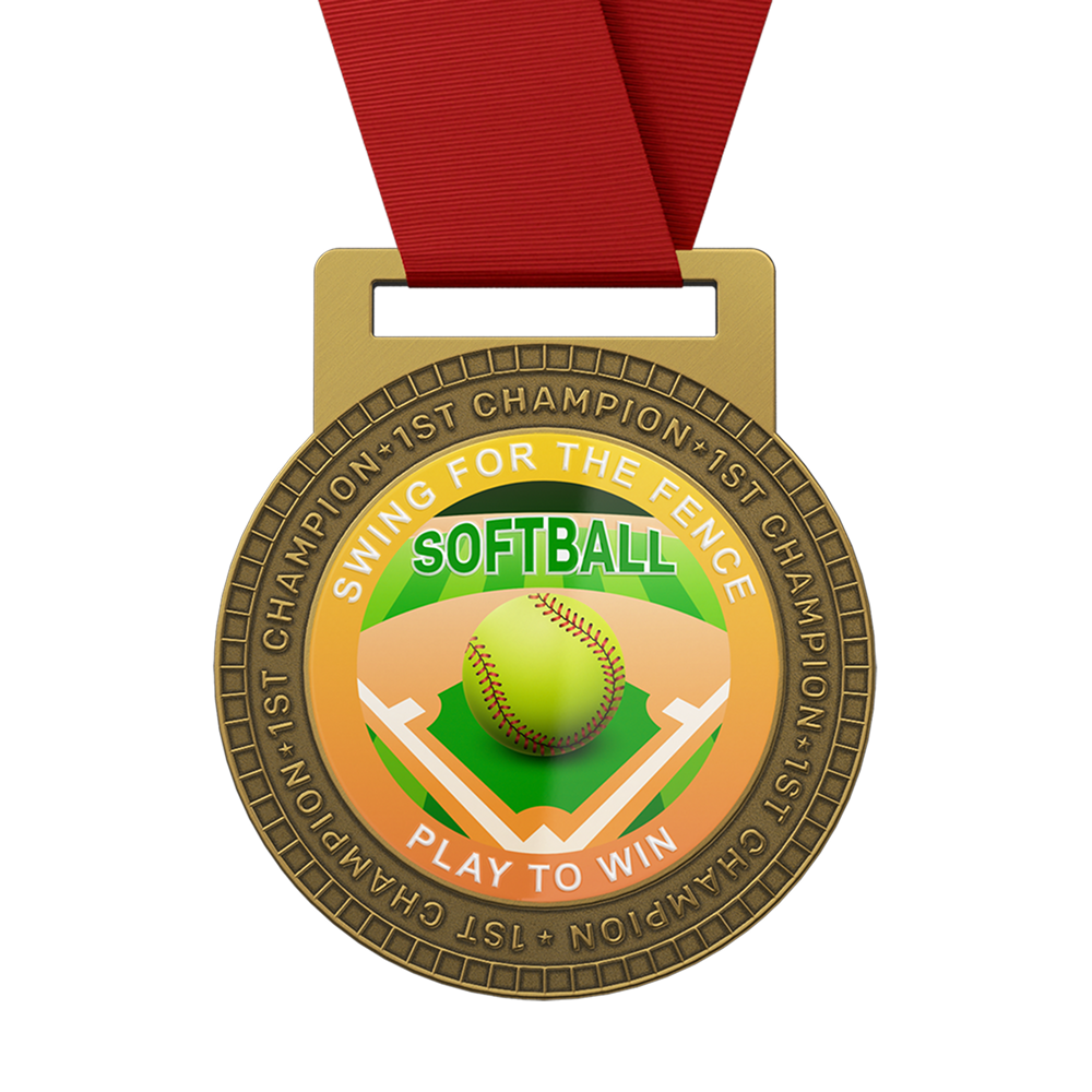 Custom Softball Champion Medal with Ribbon