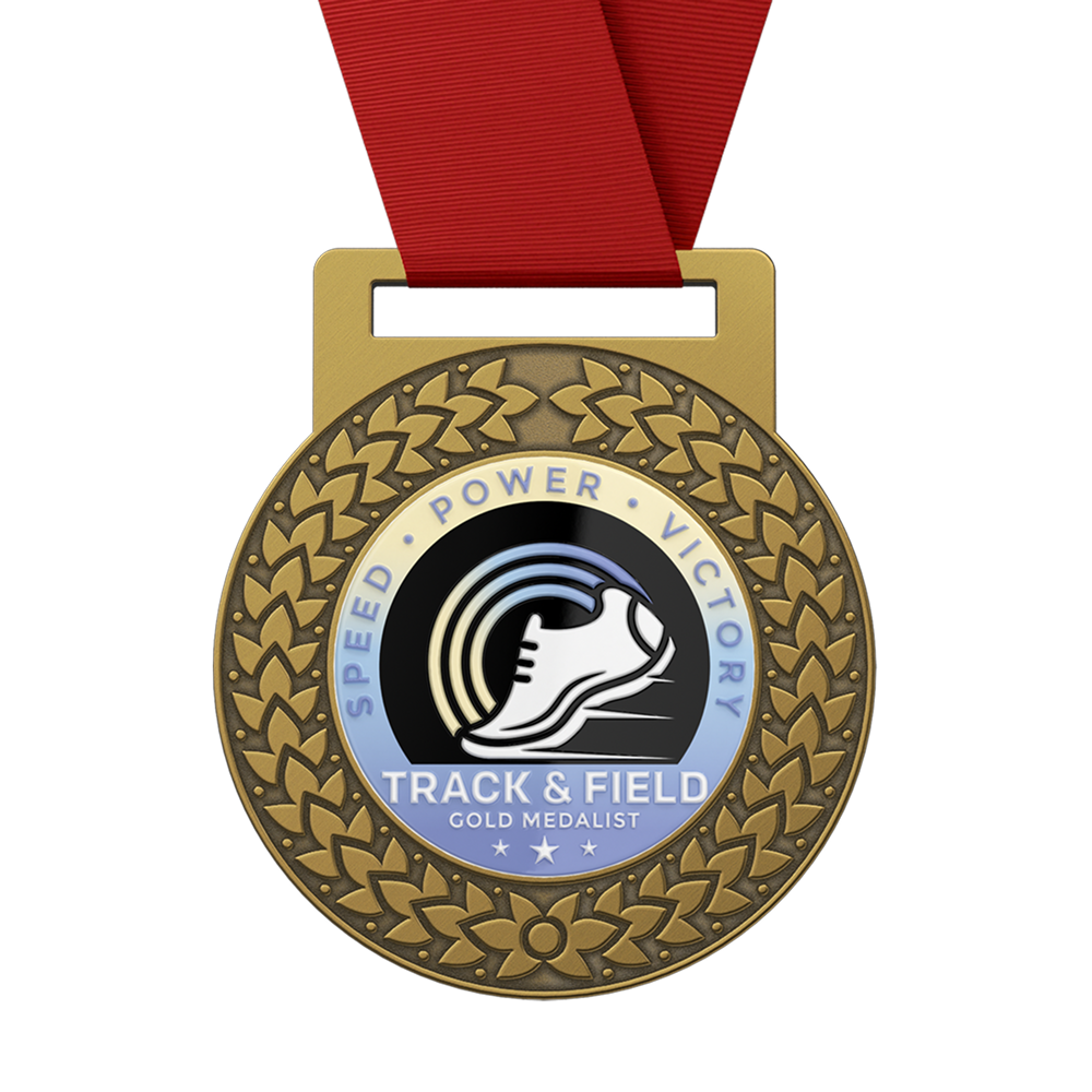 Custom Track And Field Medal with Ribbon