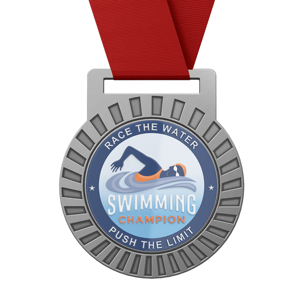Swimming Achievement Medal with Ribbon