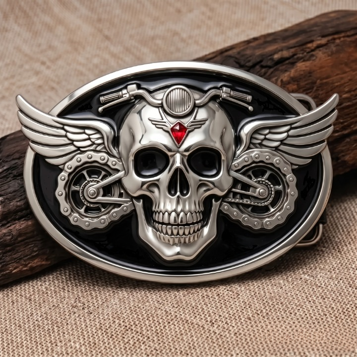 Wing Red Gem Skull Motorcycle Chain Belt Buckle