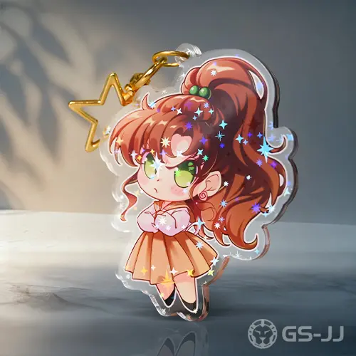 Custom holographic star acrylic keychain