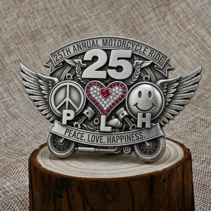 25th Peace Love Motorcycle Ride Cool Belt Buckles