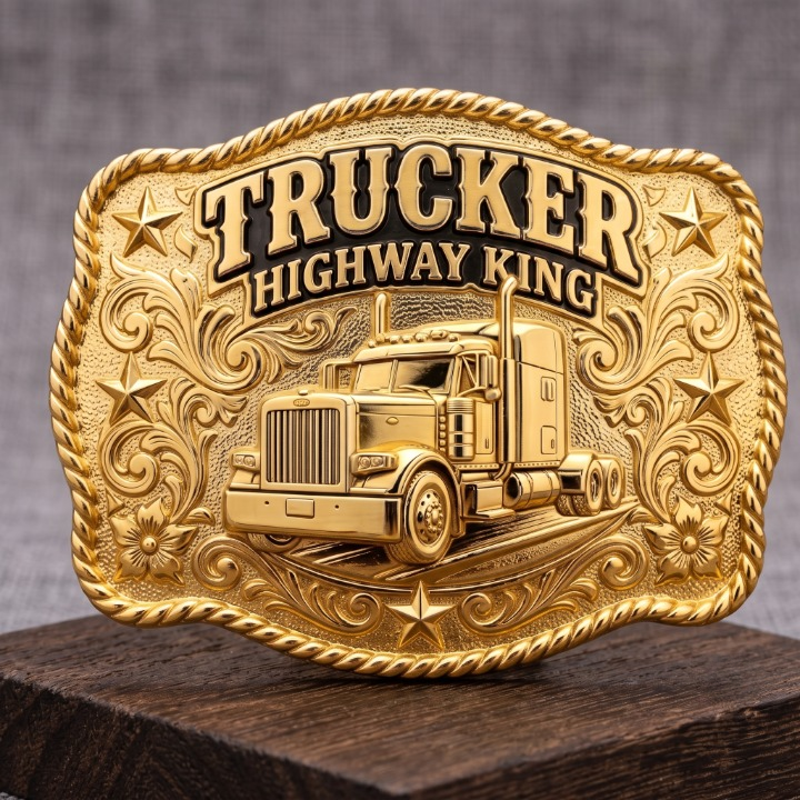 Trucker Gold Truck Belt Buckle