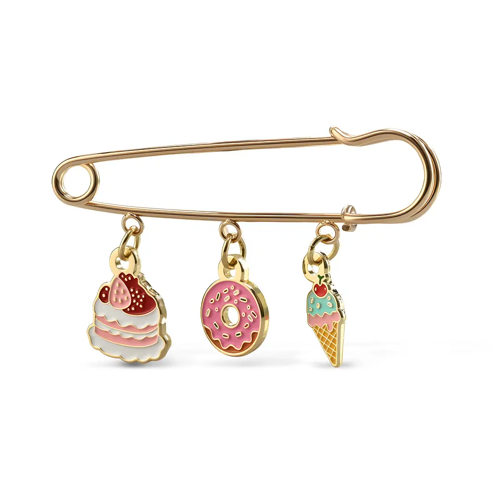 3-Hole Safety Pin Charm Brooch