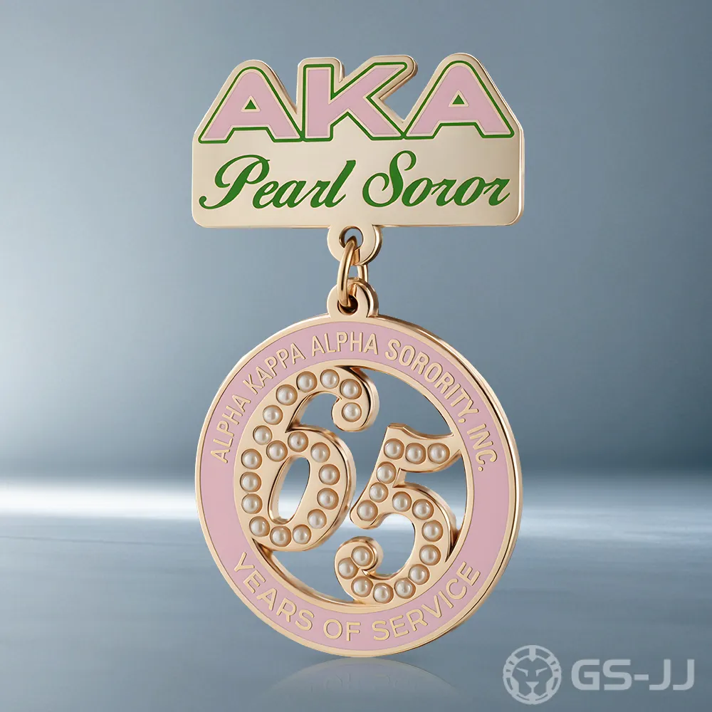 AKA Pearl Soror 65 Years of Service Rhinestone Pin AKA Pearl Soror 65 Years of Service Rhinestone Pin