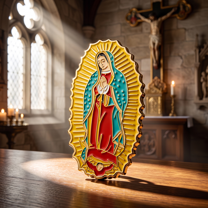 Custom Our Lady of Guadalupe Christian lapel pin