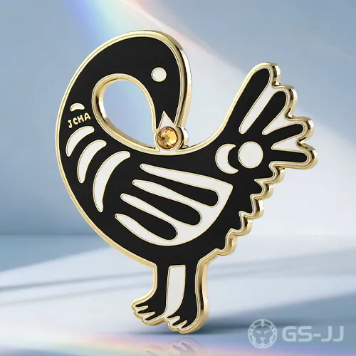 Black Swan Bird Enamel Pin with Yellow Rhinestone Black Swan Bird Enamel Pin with Yellow Rhinestone