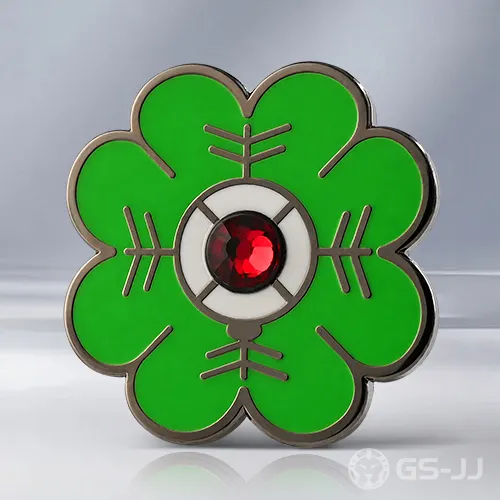Green Four Leaf Clover Pin with Red Rhinestone Green Four Leaf Clover Pin with Red Rhinestone