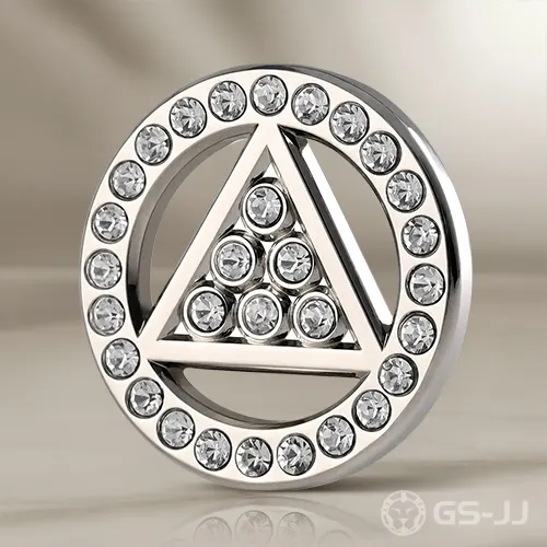Round Triangle Cutout Rhinestone Pin Round Triangle Cutout Rhinestone Pin